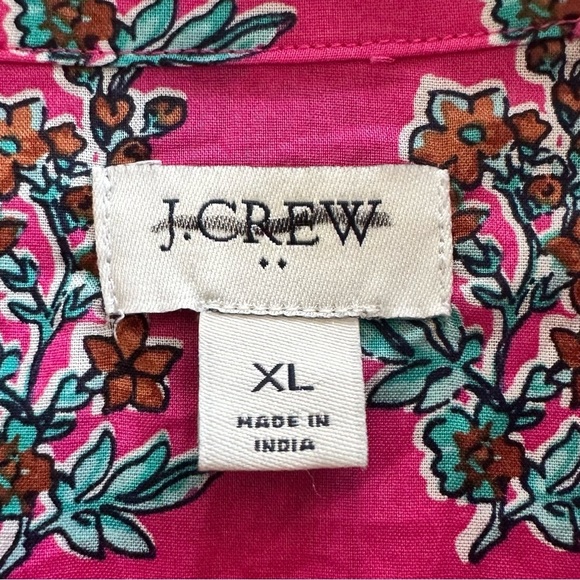 J. Crew Factory Floral cotton button down shirt hot pink signature fit Size XL - Picture 7 of 7